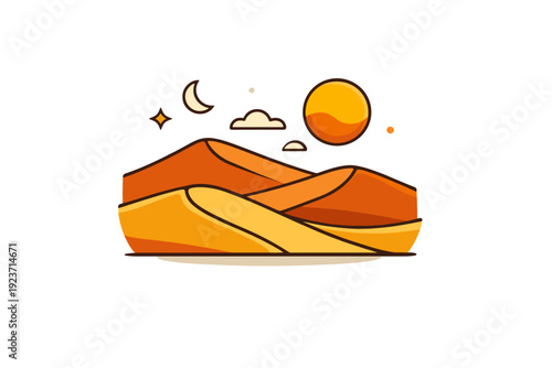 Desert dunes serene environment capturing stillness and natural harmony in an open arid space. A simple visual metaphor using layered dunes and soft horizon