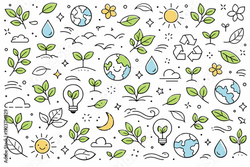Earth Day backgrounds. Minimal eco-themed pattern with leaves, plants, and soft organic shapes repeating gently, calm decorative mood inspired by nature