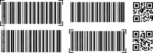 Barcode pattern with black lines and EAN code numbers. Vector illustration of scan label for product identification and industrial goods tracking systems.