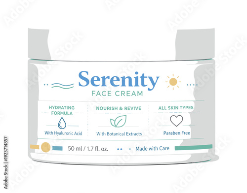 Serenity Face Cream for All Skin Types with Hyaluronic Acid and Botanical Extracts