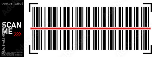 EAN barcode vector with vertical black strips and code numbers. Modern scan label design for supermarket products, price tags, and electronic identification.