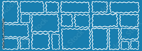 Organic square and rectangle frames featuring doodle-style zigzag patterns. Ideal for creative text layouts, speech bubbles, and abstract vector graphics with curvy edges.