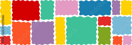 Hand-drawn doodle frames with organic shapes and zigzag edges. Perfect for text boxes, banners, and playful graphic design projects with irregular wavy borders.