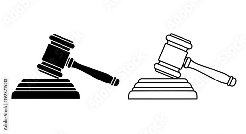 Labor day: two gavel icons on white background Vector