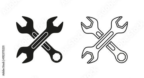 Labor day wrench icon set for industrial design and construction Vector