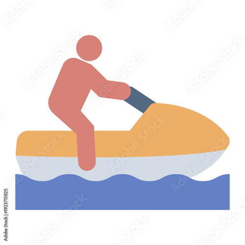 jetsky flat icon. watercraft speed ride. ocean sport. extreme activity