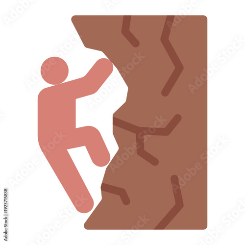 rock climbing flat icon. wall ascent rope. mountain sport. extreme adventure