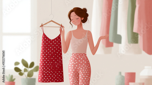 Wardrobe Dilemma: A woman c...