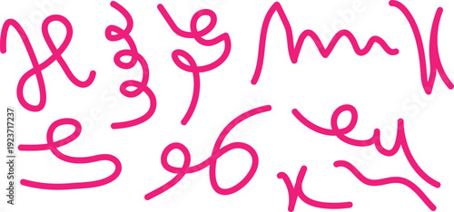 A red scribble silhouette on a white background with abstract shapes and lines forming a decorative pattern silhouette