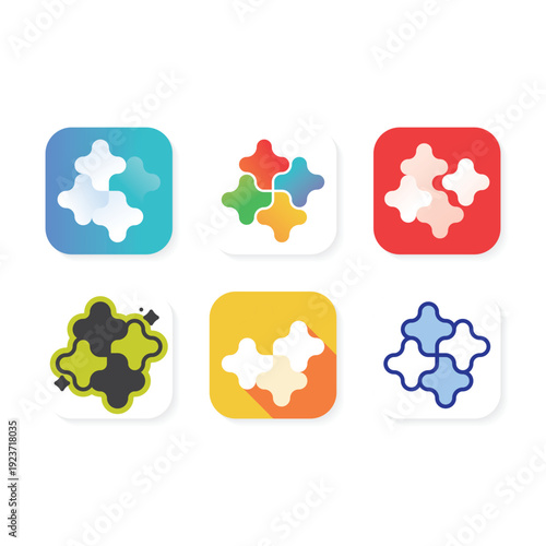 Modern puzzle piece app logo symbolizing connection and collaboration