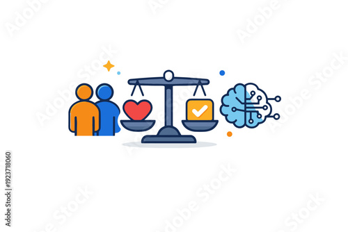 Human centered ethics in artificial intelligence a small symbolic illustration combining people, heart or balance symbols and AI elements to