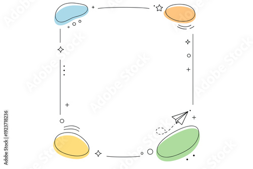 Instagram story background. A vertical composition with floating abstract forms, dots, and soft frames guiding attention to the center. Light dynamic rhythm