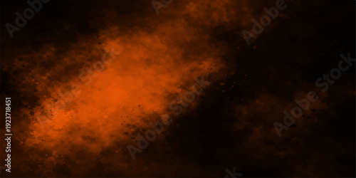 A textured art backdrop features orange fire flames and smoke exploding against a dark night sky with hot glowing light and a fog of clouds