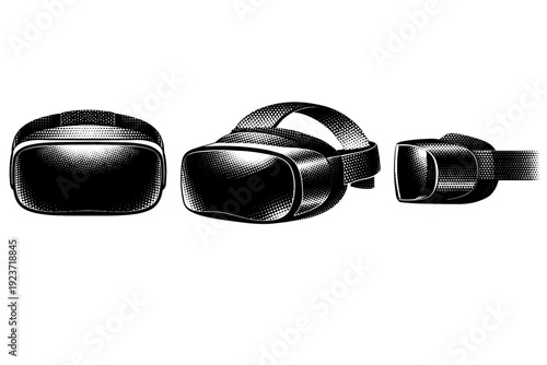 Virtual reality headset lightweight VR headset with smooth continuous visor surface and minimal seams, displayed in frontal view, oblique