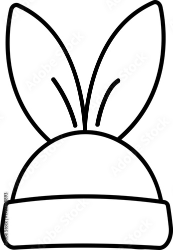 Bunny Ear Knitted Hat Coloring Page Vector.
Cute Bunny Hat Outline Illustration Template.
Kids Bunny Ear Hat Line Art Clipart.
Transparent background. SVG.