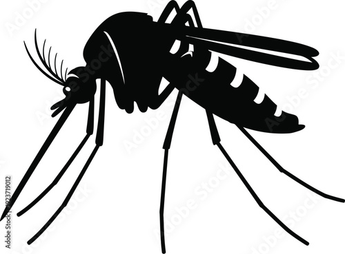 Mosquito insect pest silhouette drawing hovering near a blood meal.
