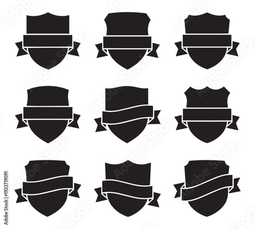 set of decorative shield badges and label designs