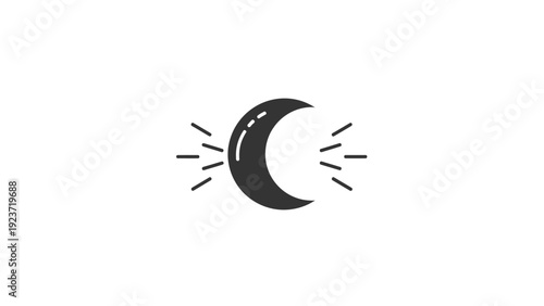 Crescent Moon with Sun Rays.