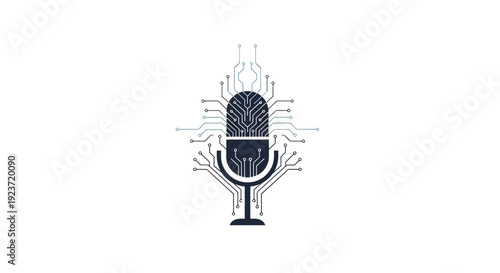 Black Microphone with Sound Waves Emitting.