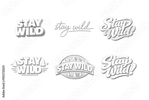 Embossed Text Effect. Set lettering. harmonious lettering variations of the same emblematic concept, each with different artistic interpretation (3D extruded