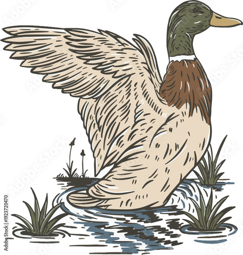 logo duck hunting vector illustration	