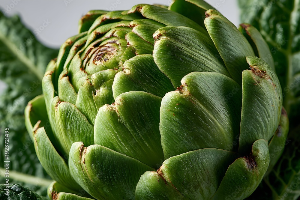 Obraz premium artichoke evokes tender awe and soothing green nostalgia under intimate studio light.