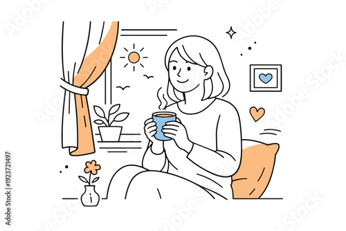 Mother?s Day portrait photography. A lifestyle home portrait with a mother near a window, soft curtains and gentle light creating a cozy atmosphere. Intimate,