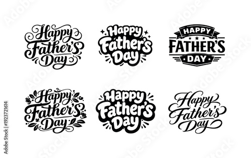 Happy Father?s Day. Set lettering. harmonious lettering variations of the same emblematic concept, each with different artistic