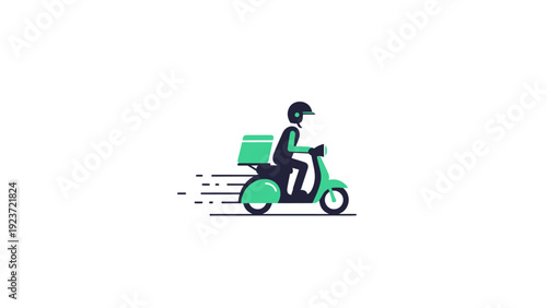 Delivery Rider on Green Scooter.