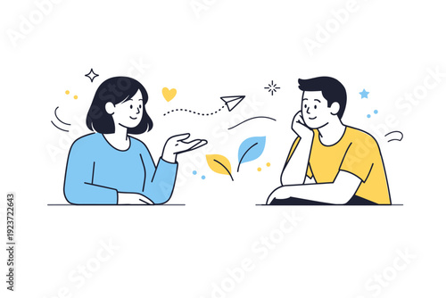 Silent conversations through body language. One person gestures gently while the other listens with relaxed posture, communicating emotion without speech.