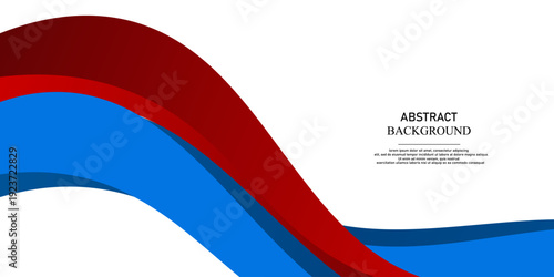 Abstract wave banner with layered red and blue curved ribbons creating dynamic motion on a clean white background. vector