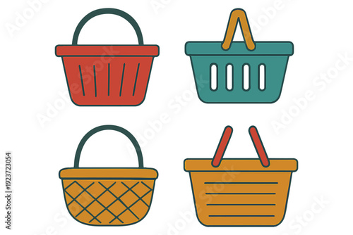 Colorful Collection of Flat Lineal Baskets