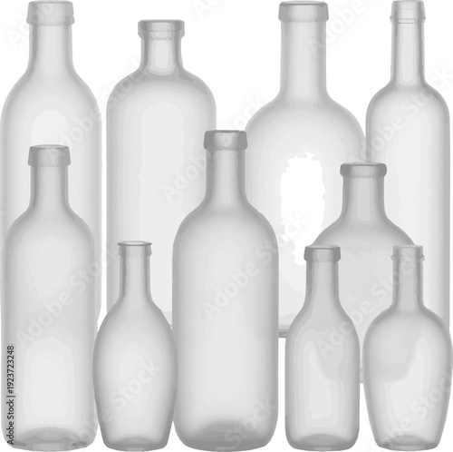 Create a realistic kinds of deferent Empty Klein Bottle isolated on a white background - 3d rendering vector art with white background..