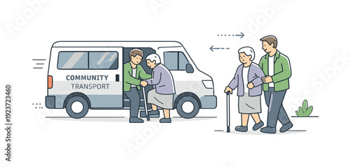 Community transport service assisting elderly people with mobility challenges