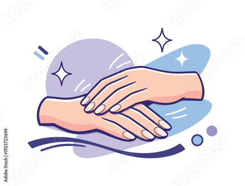 Personal hand care. Hands resting calmly after cleaning, nails neat and skin smooth, gentle