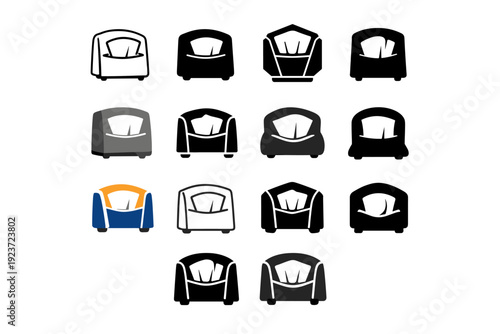 Napkin dispenser. Icon set. Set Logo of Napkin dispenser: classic tabletop napkin holder. harmonious logo variations of the same emblematic concept, each with