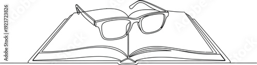 Glasses on Open Book Continuous Line Drawing