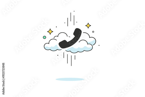 Airplane Mode Serenity. Airplane mode life. Phone icon surrounded by light clouds and motion lines, slowly drifting upward and out of frame. Conceptual visual