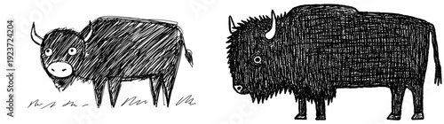 Whimsical Bison Sketch