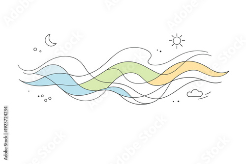 Gentle smoke waves. Layered smoke curves overlapping softly, suggesting slow motion and depth. Peaceful abstract atmosphere with smooth transitions. Minimalist