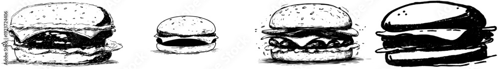 Obraz premium Hand Drawn Burger: A Classic American Icon