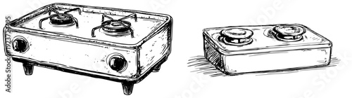 Vintage Charm: A Rustic Gas Stove with Two Burners