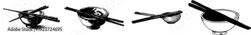Aromatic Delight: A Shaky Hand Drawn Pair of Chopsticks Resting on a Small Bowl