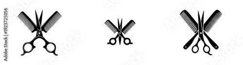 Scissors and Comb Silhouette, Artistic Black and White