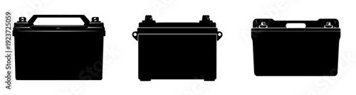 Silhouette of a car battery, rectangular shape, showing the positive terminal.
