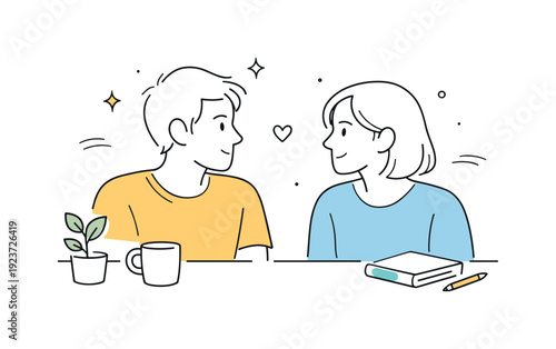 Authentic emotions without posing. A calm interaction between two people exchanging a genuine glance, no staged gestures. Subtle connection