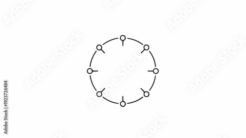 Circle of connected dots and lines.