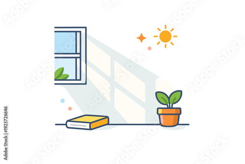 Spring window light gentle sunbeams forming a quiet geometric pattern on the wall, expressing stillness, mindfulness, and soft seasonal