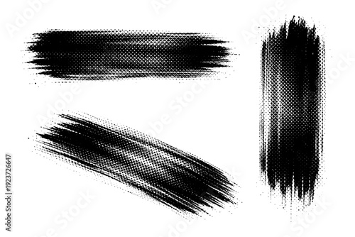 Watercolor brush stroke texture shown as a single object presented in three different views: horizontal stroke view, vertical stroke view,
