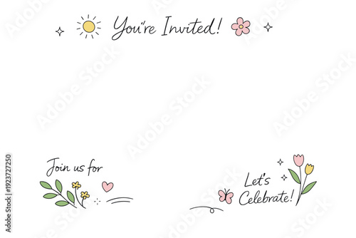 Seasonal handwritten invitation concept. Simple card with handwritten notes, botanical accents, and open space for text. Calm modern editorial aesthetic